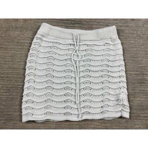 Shein Crochet Skirt Womens Large White Open Knit Pull‎ On Drawstring Polyester